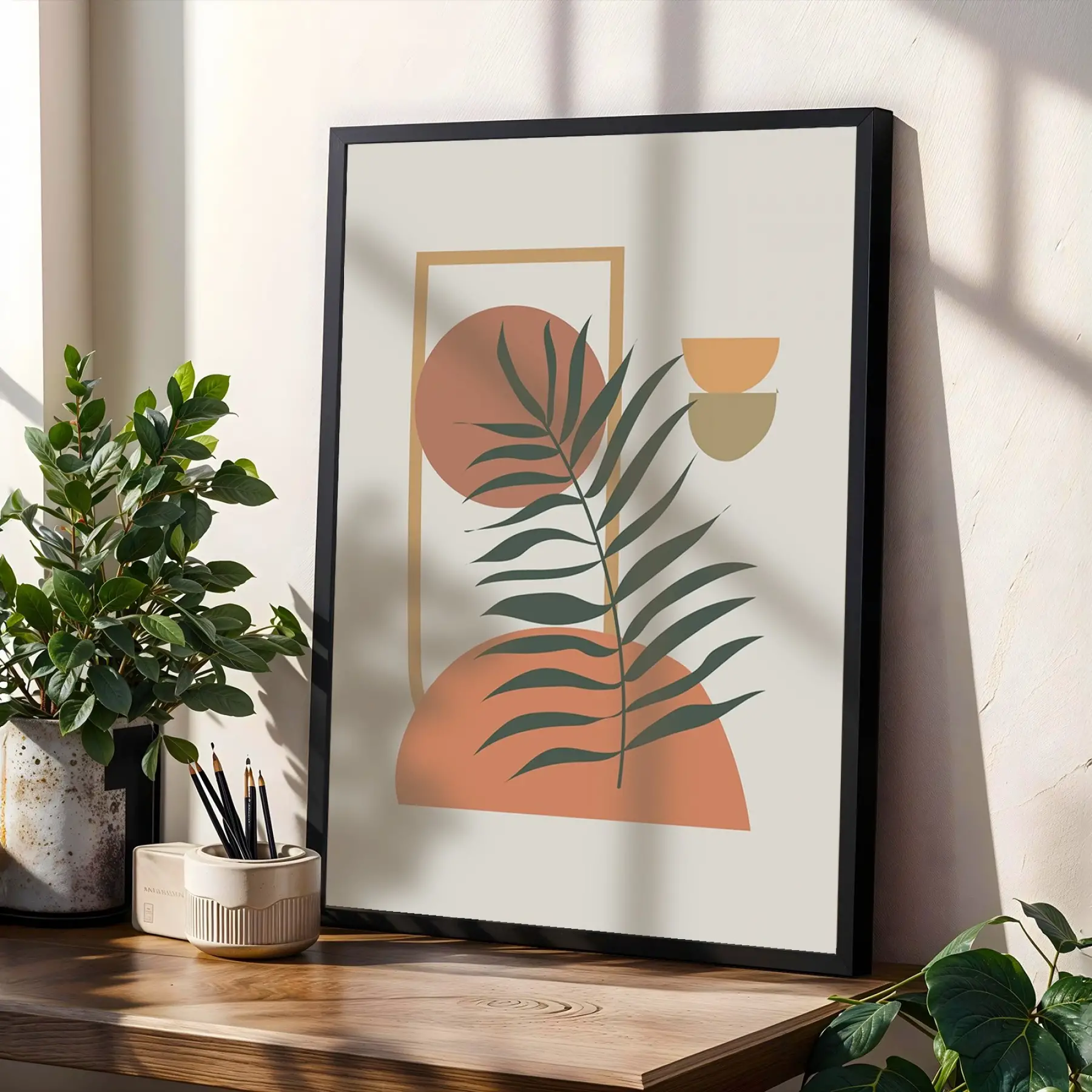 Minimalist Botanik Koleksiyonu 3lü Siyah Çerçeveli Tablo Seti Bohem Tablo Salon Duvar Tablo Poster