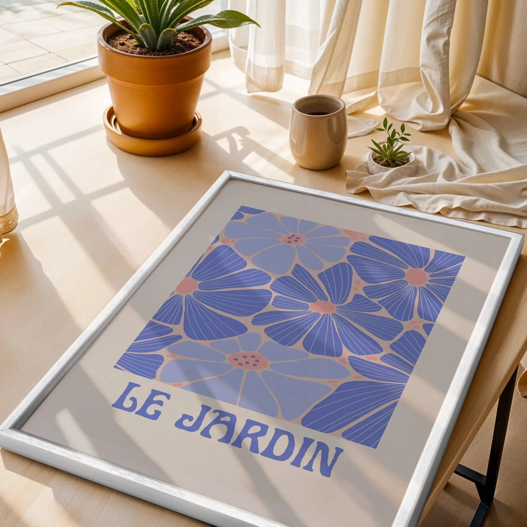 Retro Çiçek Pazarı Koleksiyonu 3lü Beyaz Çerçeveli Tablo Seti Bohem Tablo Salon Duvar Tablo Poster