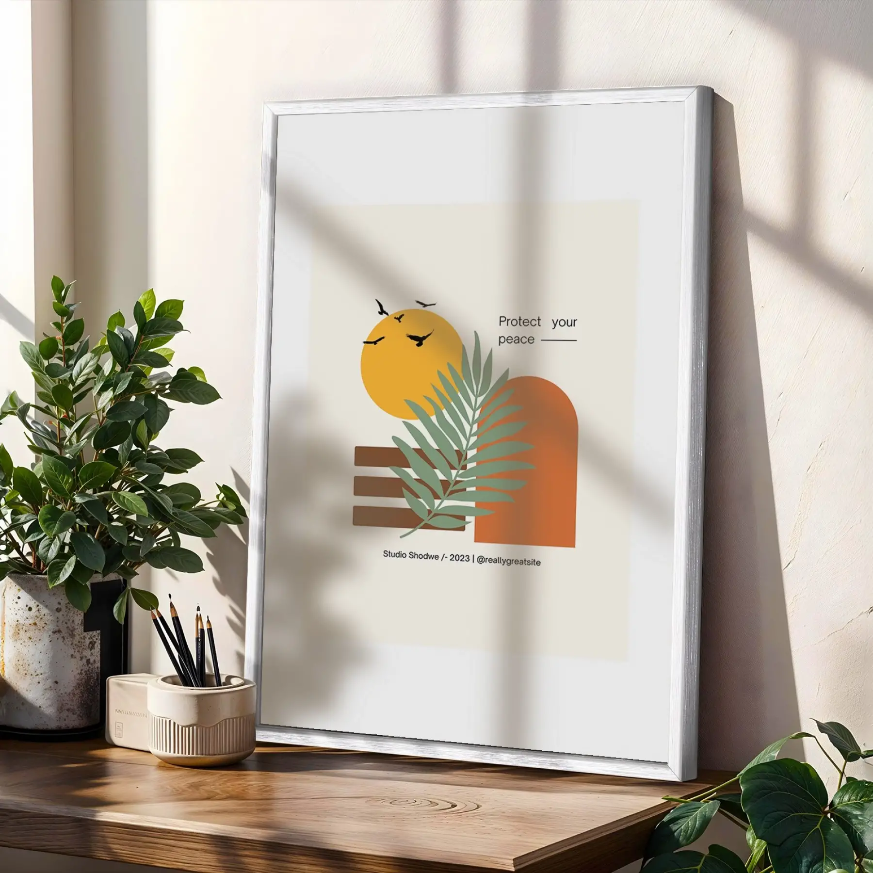 Bohem Toprak Tonları Tablo 3lü Beyaz Çerçeveli Tablo Seti Bohem Tablo Salon Duvar Tablo Poster