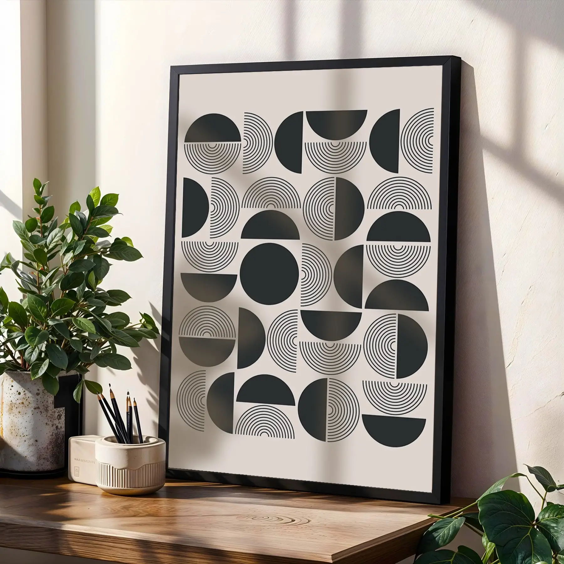 Sarı Teal Geometrik Soyut 3lü Siyah Çerçeveli Tablo Seti Poster Tablo Duvar Tablo Ev Dekorasyonu
