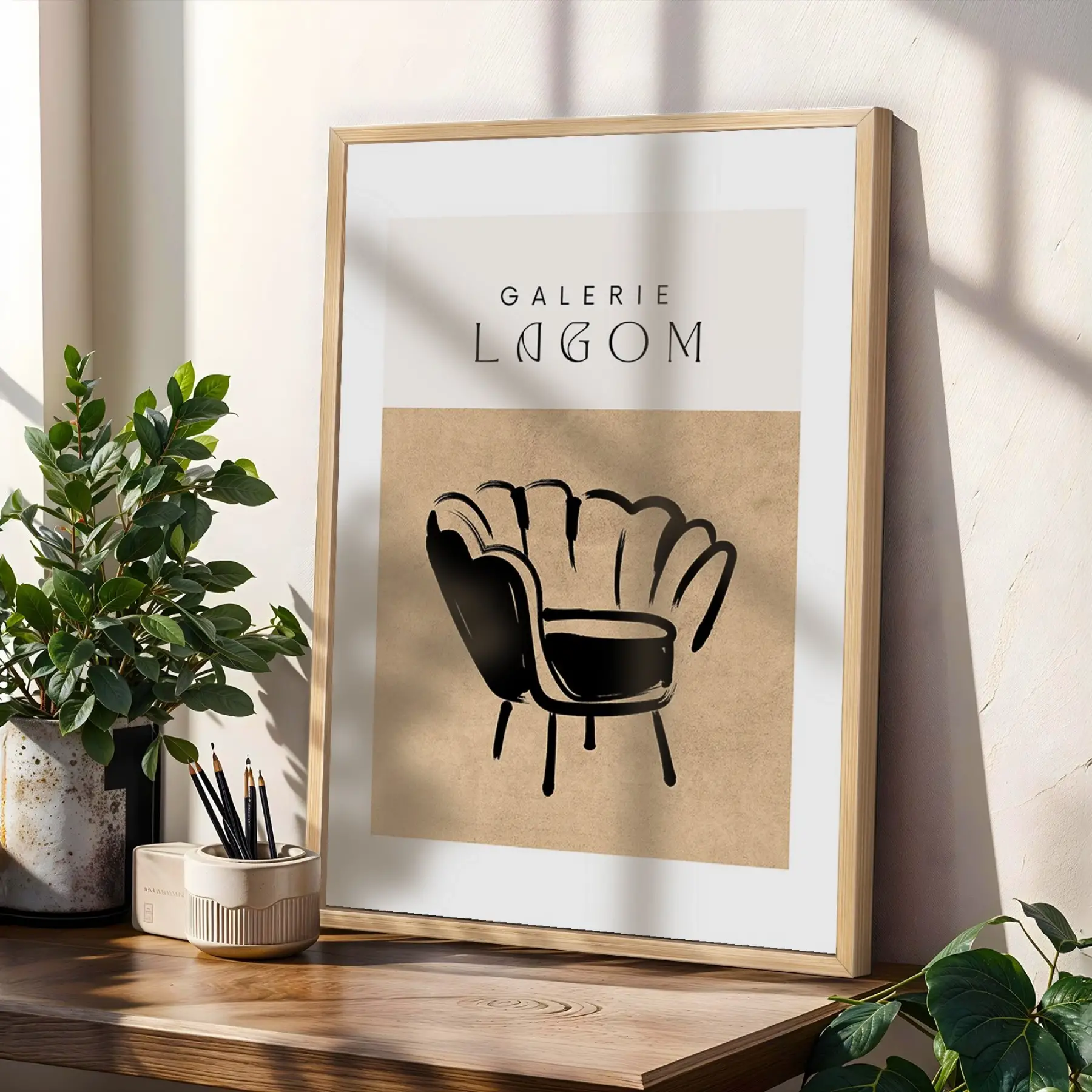 Bej Tonlu Bohem Çizgiler 3lü Ahşap Çerçeveli Tablo Seti Bohem Tablo Poster Tablo Resim Çerçevesi