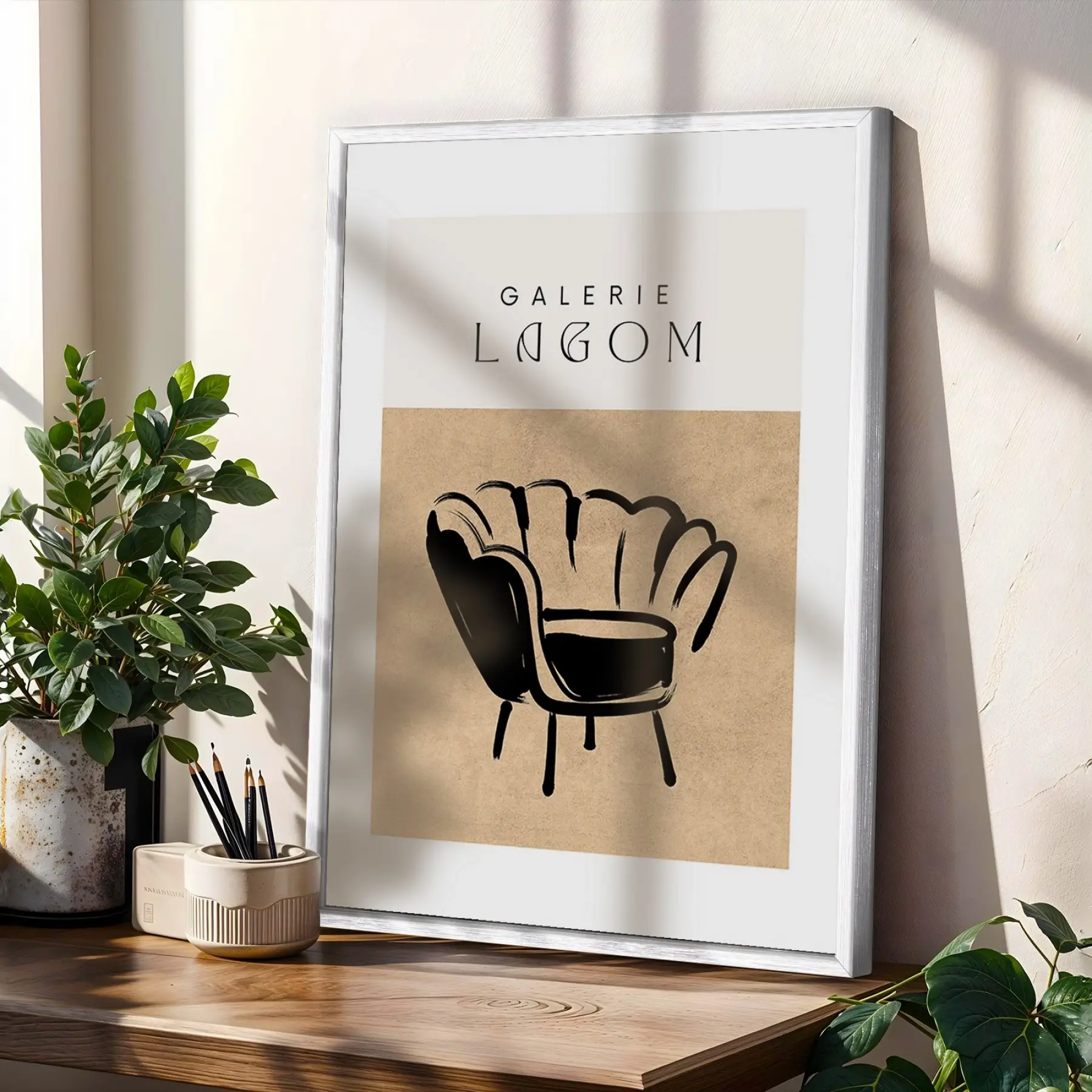 Bej Tonlu Bohem Çizgiler 3lü Beyaz Çerçeveli Tablo Seti Bohem Tablo Resim Çerçevesi Tablo Salon