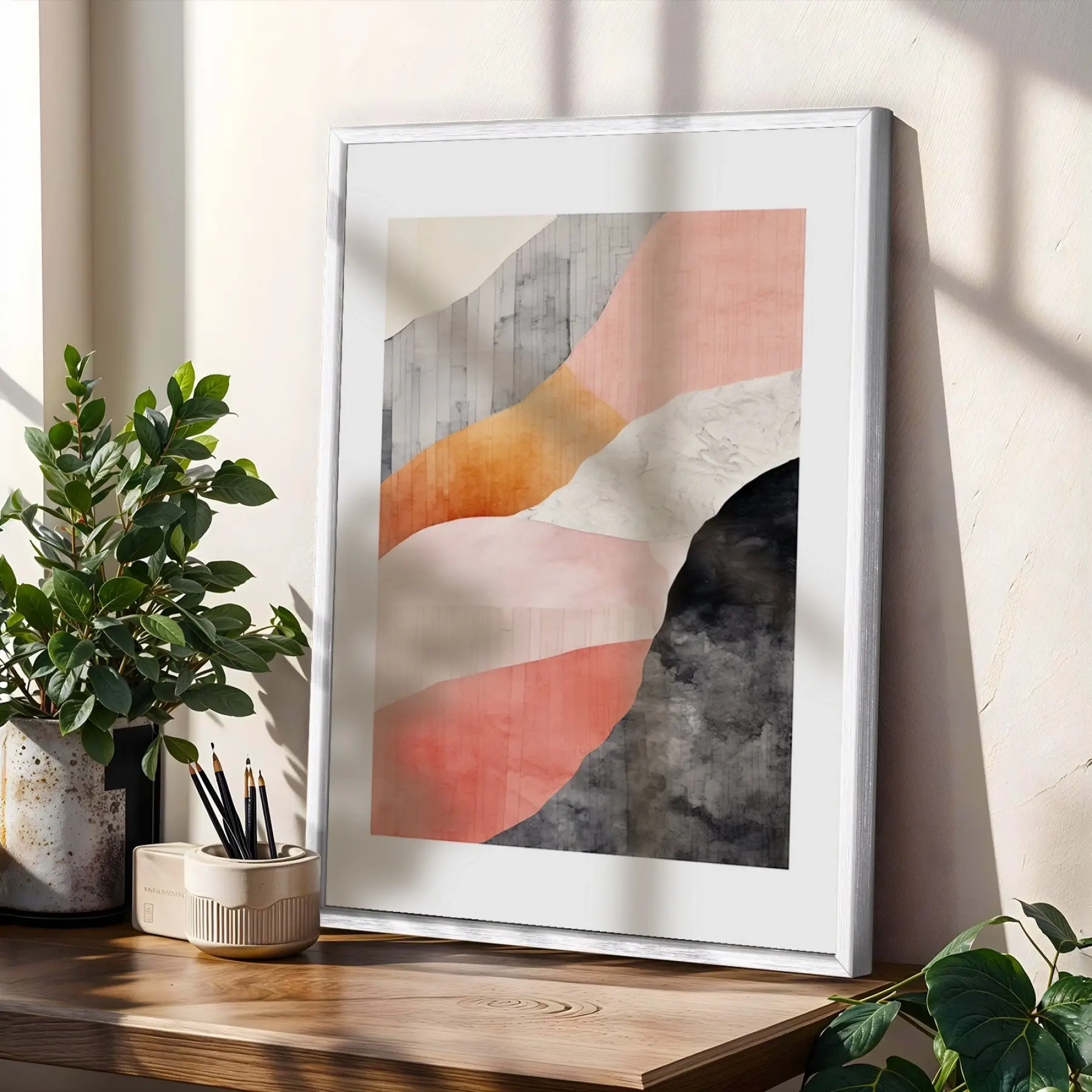 Soyut Pastel Ufuklar 3lü Beyaz Çerçeveli Tablo Seti Poster Tablo Duvar Tablo Ev Dekorasyonu