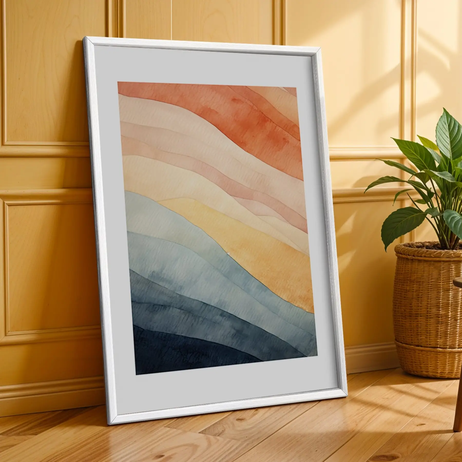 Soyut Pastel Ufuklar 3lü Beyaz Çerçeveli Tablo Seti Poster Tablo Duvar Tablo Ev Dekorasyonu