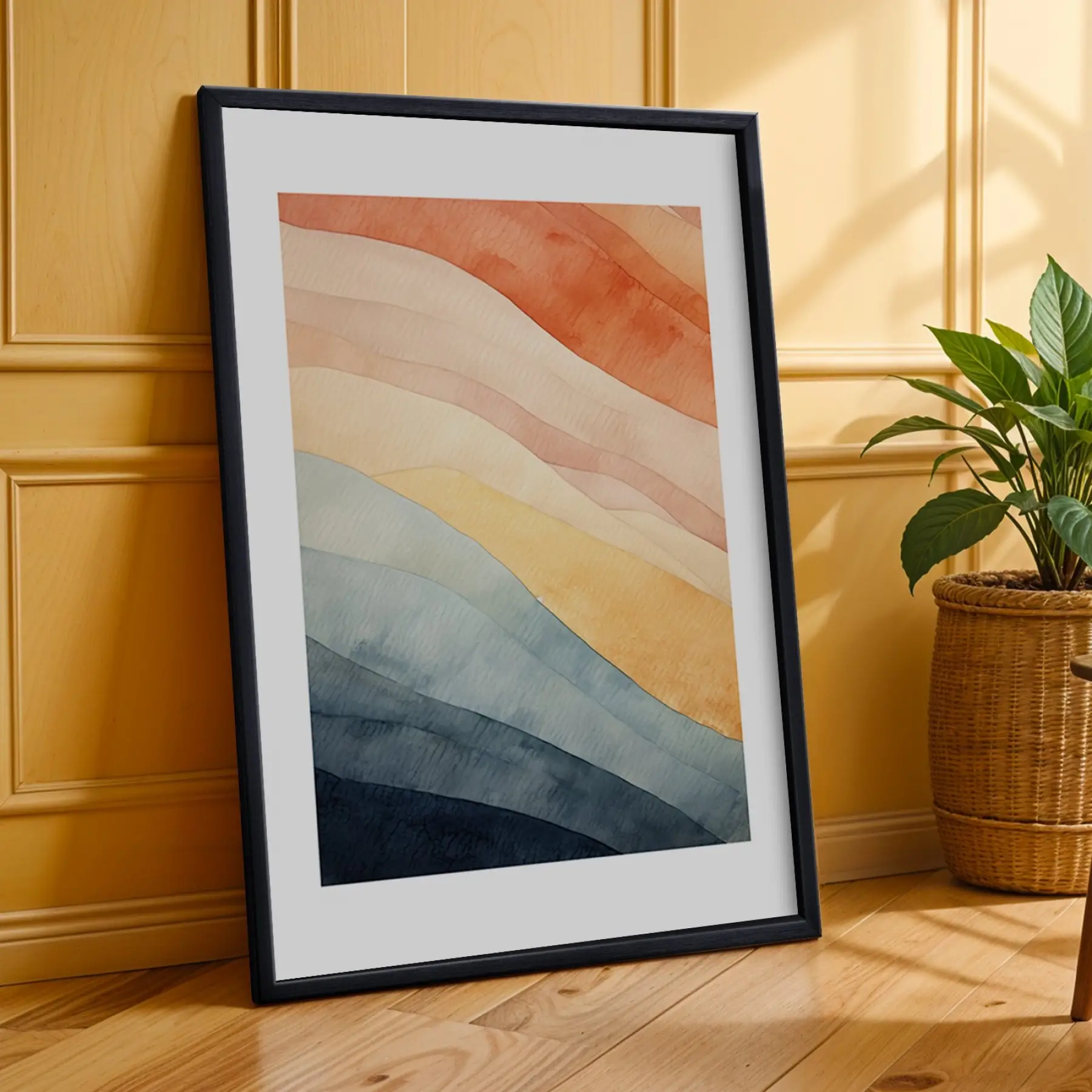 Soyut Pastel Ufuklar 3lü Siyah Çerçeveli Tablo Seti Poster Tablo Resim Çerçevesi Dekoratif Obje