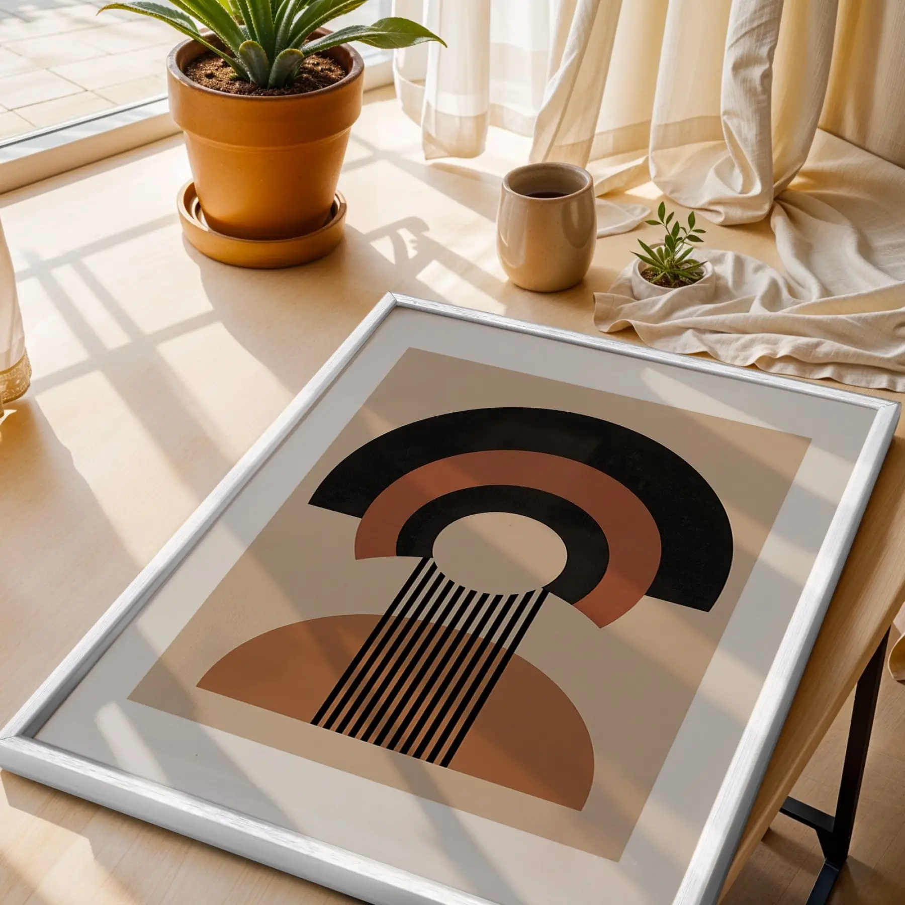 Modern Kemerler Sanat Seti 3lü Beyaz Çerçeveli Tablo Seti Poster Tablo Resim Çerçevesi Dekoratif