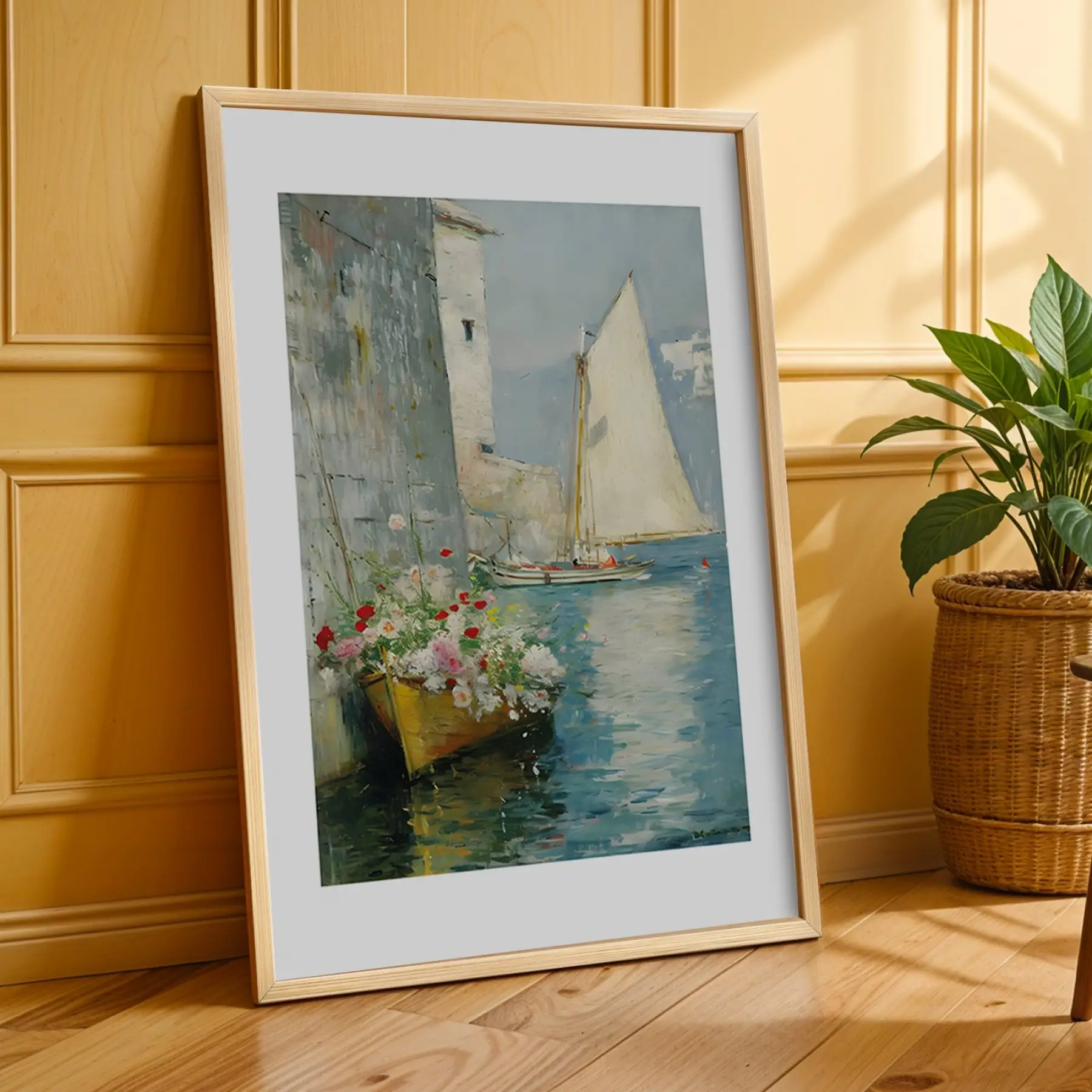 Doğadan Pastel Esintiler 3lü Ahşap Çerçeveli Tablo Seti Salon Duvar Tablo Poster Tablo