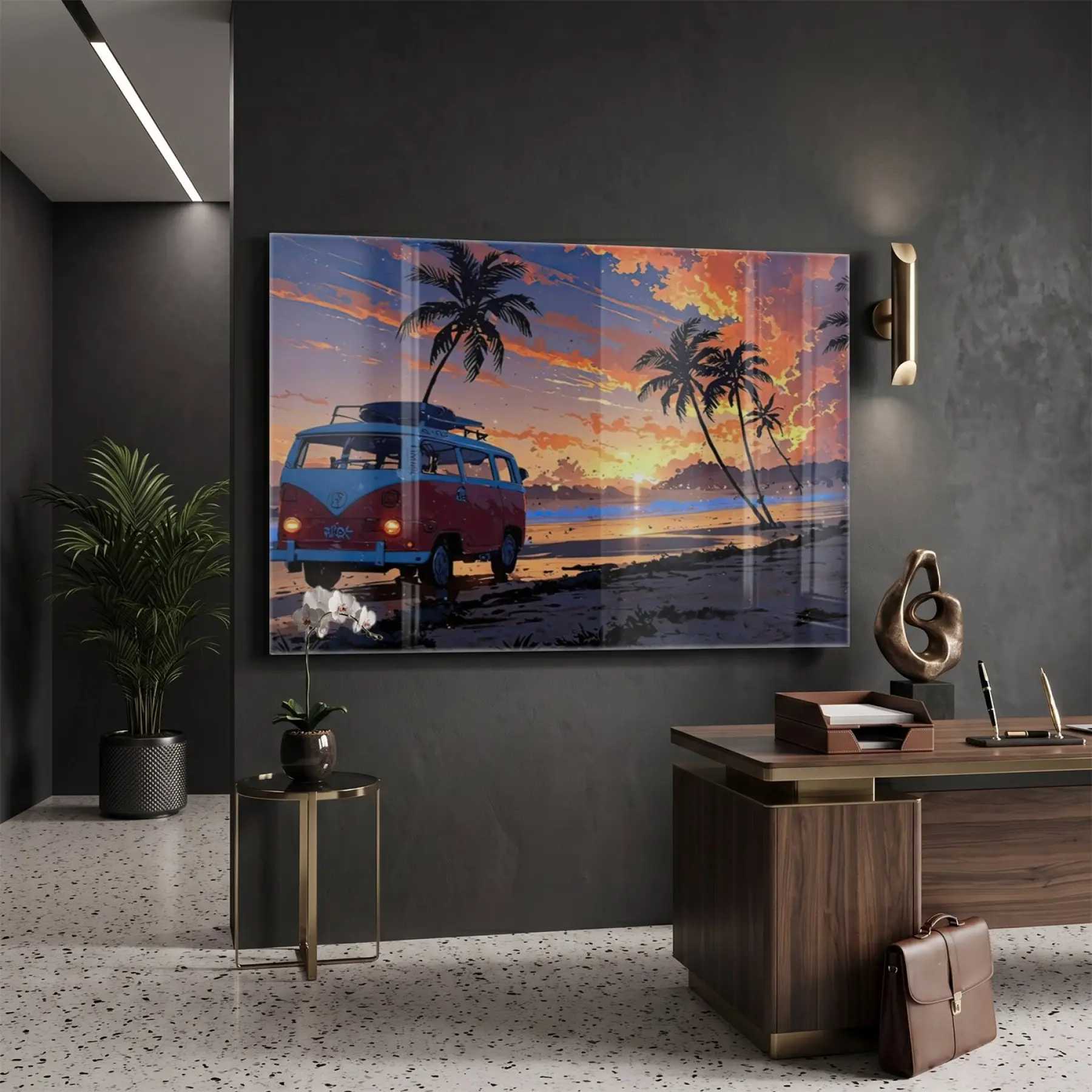 Gün Batımı Canlı Tekli Cam Tablo Poster Dekoratif Obje