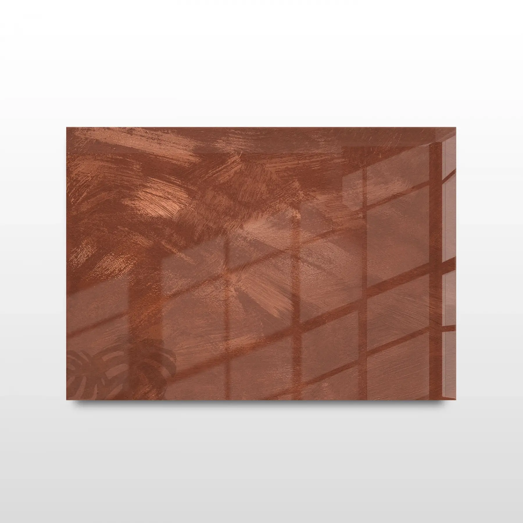 Kiremit Tonları Soyut Tekli Yatay Cam Tablo