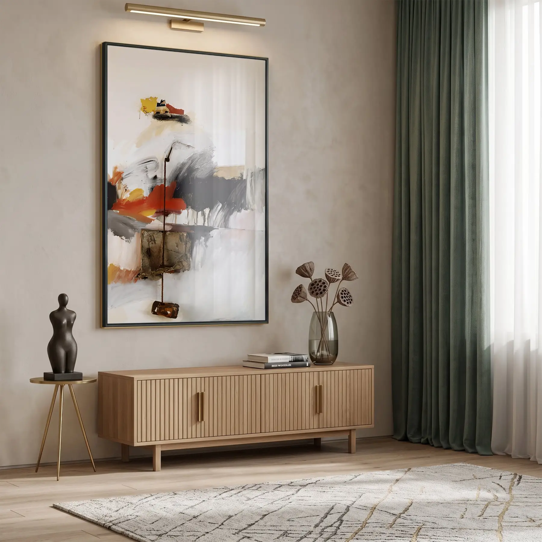 Soyut Sanat Sıcak Toprak Tonları Tekli Siyah Metal Çerçeveli Cam Tablo Poster Dekoratif