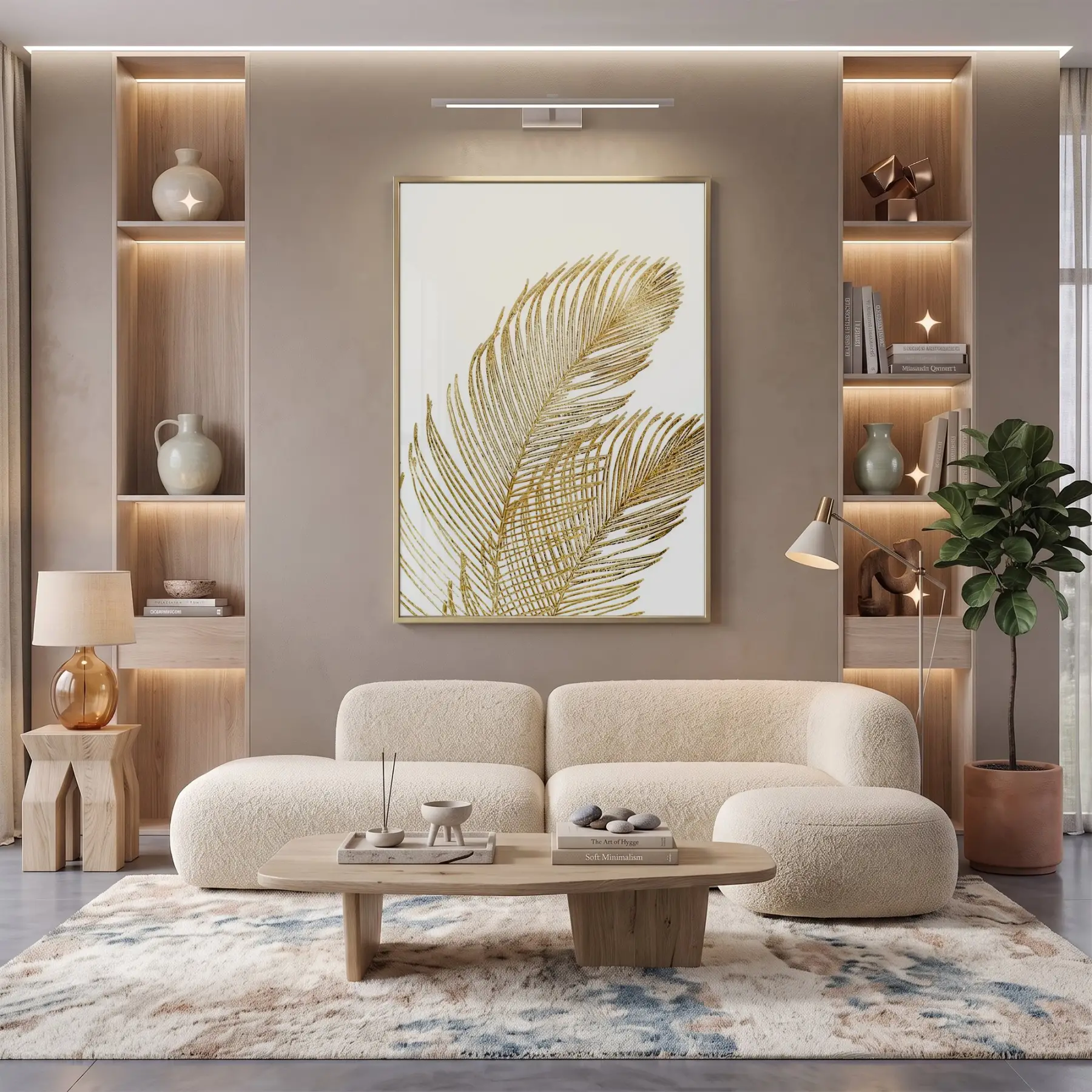 Tropikal Yaprak Sıcak Altın Tekli Gold Metal Çerçeveli Cam Tablo Yatak Odası Koridor