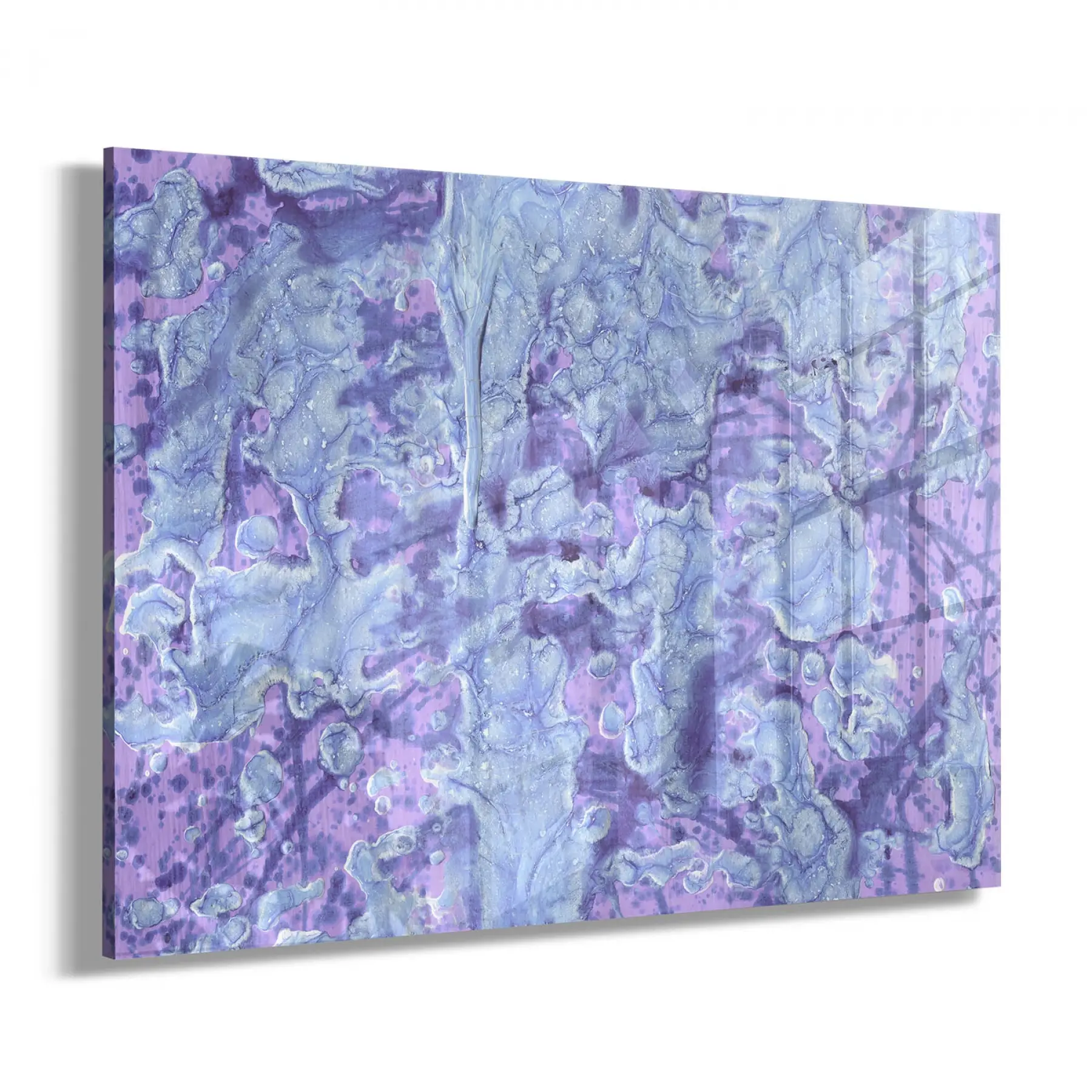 Mor Desenli Tekli Yatay Cam Tablo