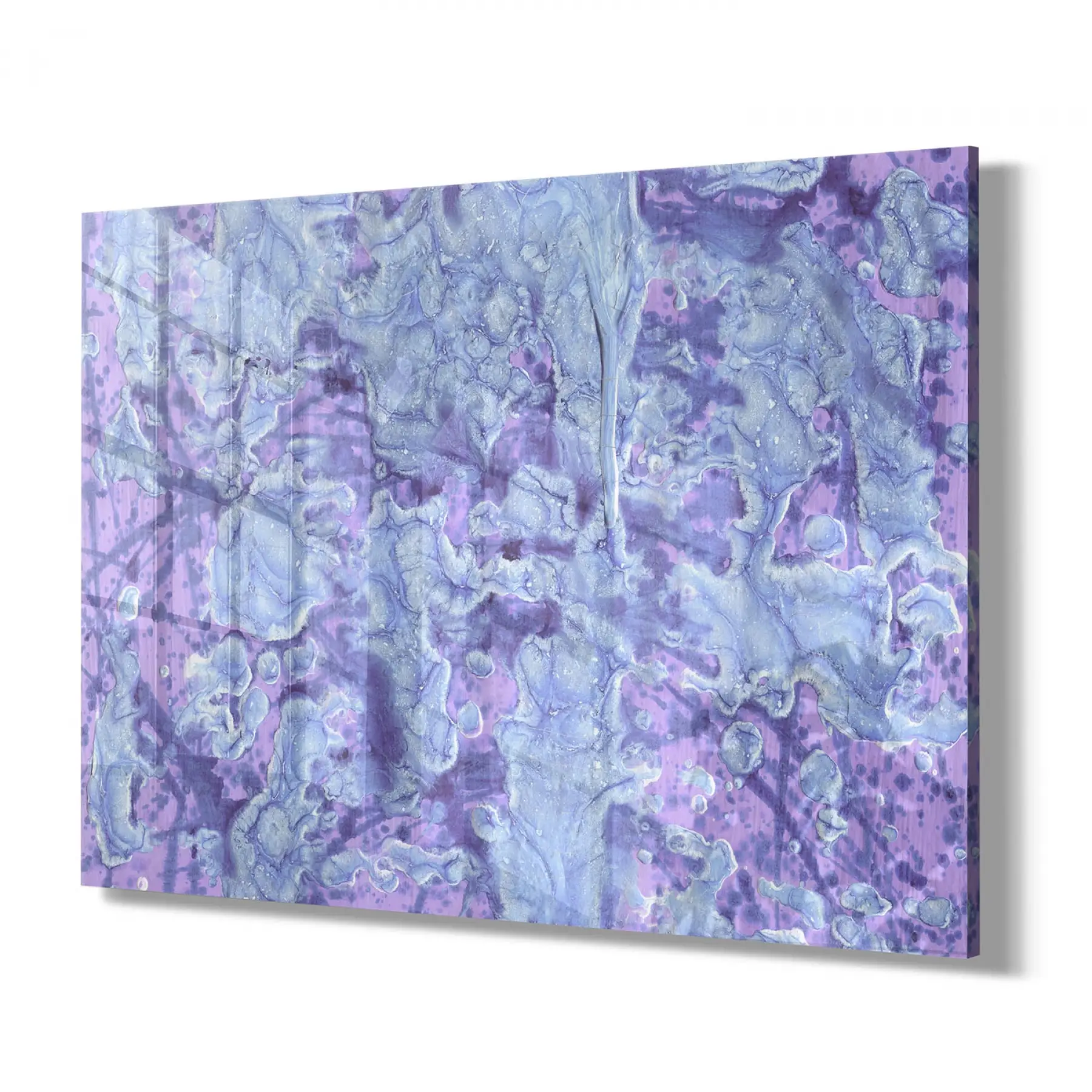 Mor Desenli Tekli Yatay Cam Tablo