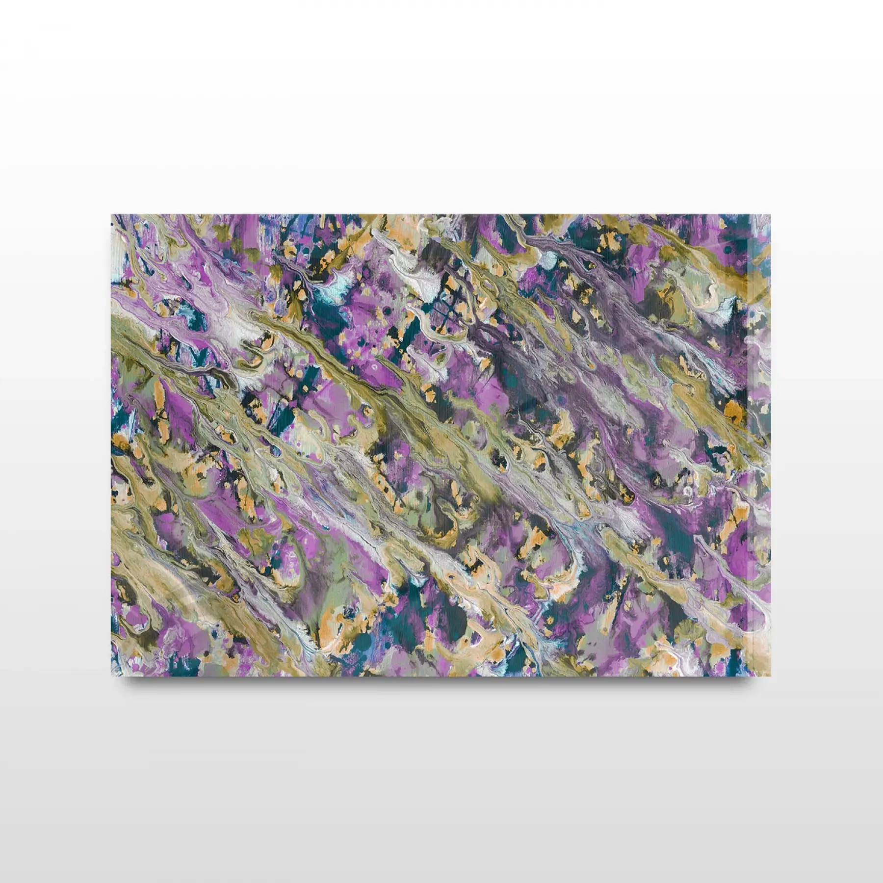 Mor Karışım Tonlar Tekli Yatay Cam Tablo