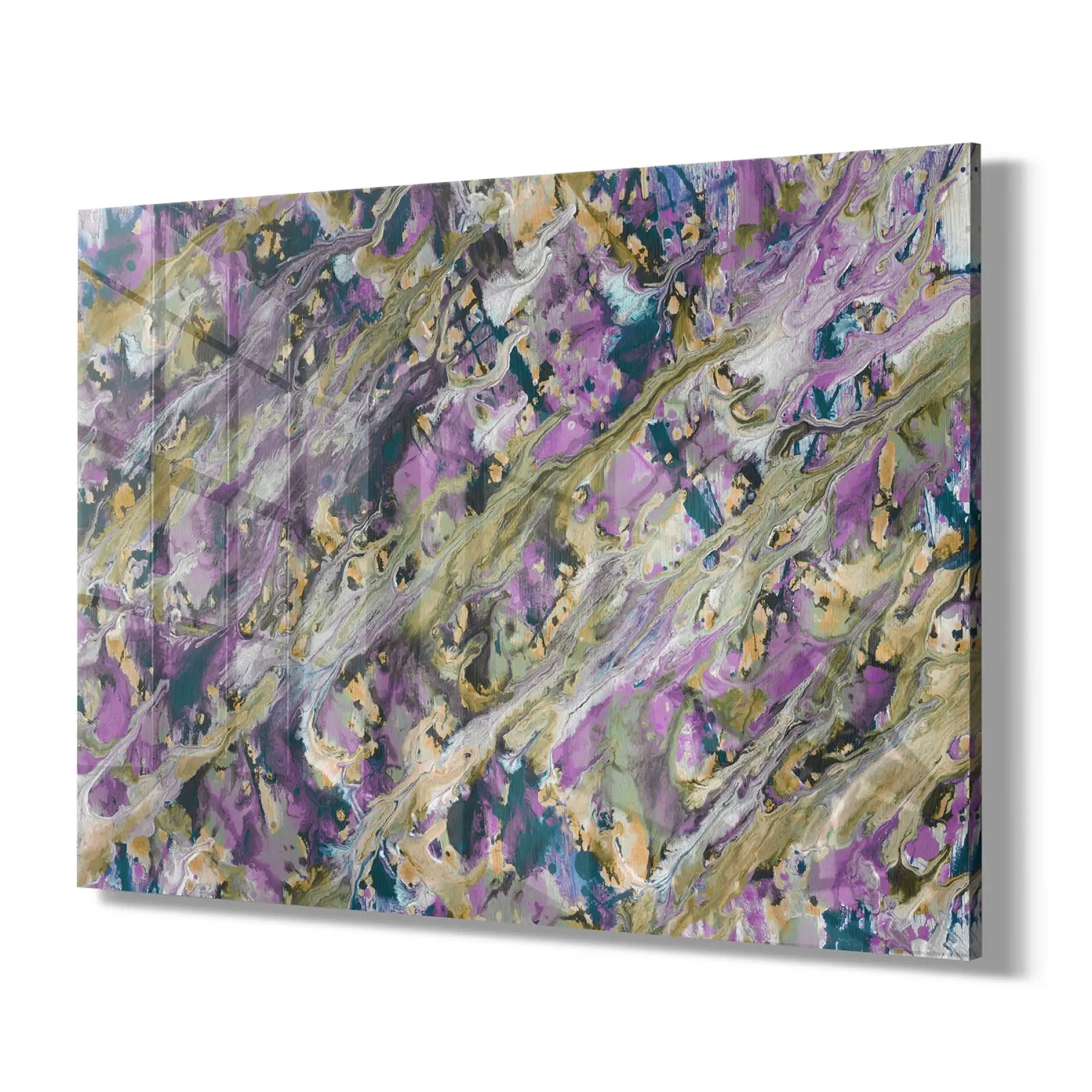 Mor Karışım Tonlar Tekli Yatay Cam Tablo