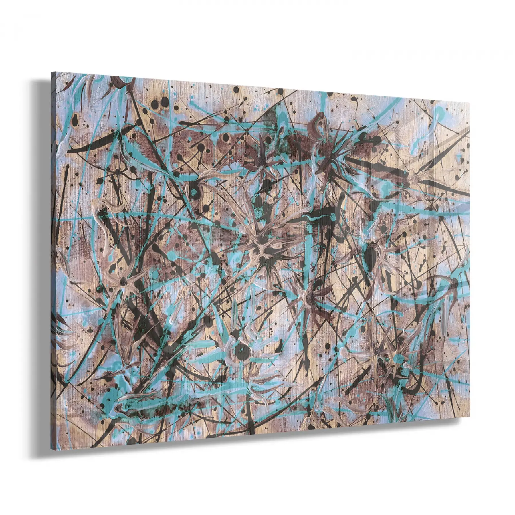 Renklerin Karışımı Tekli Yatay Cam Tablo