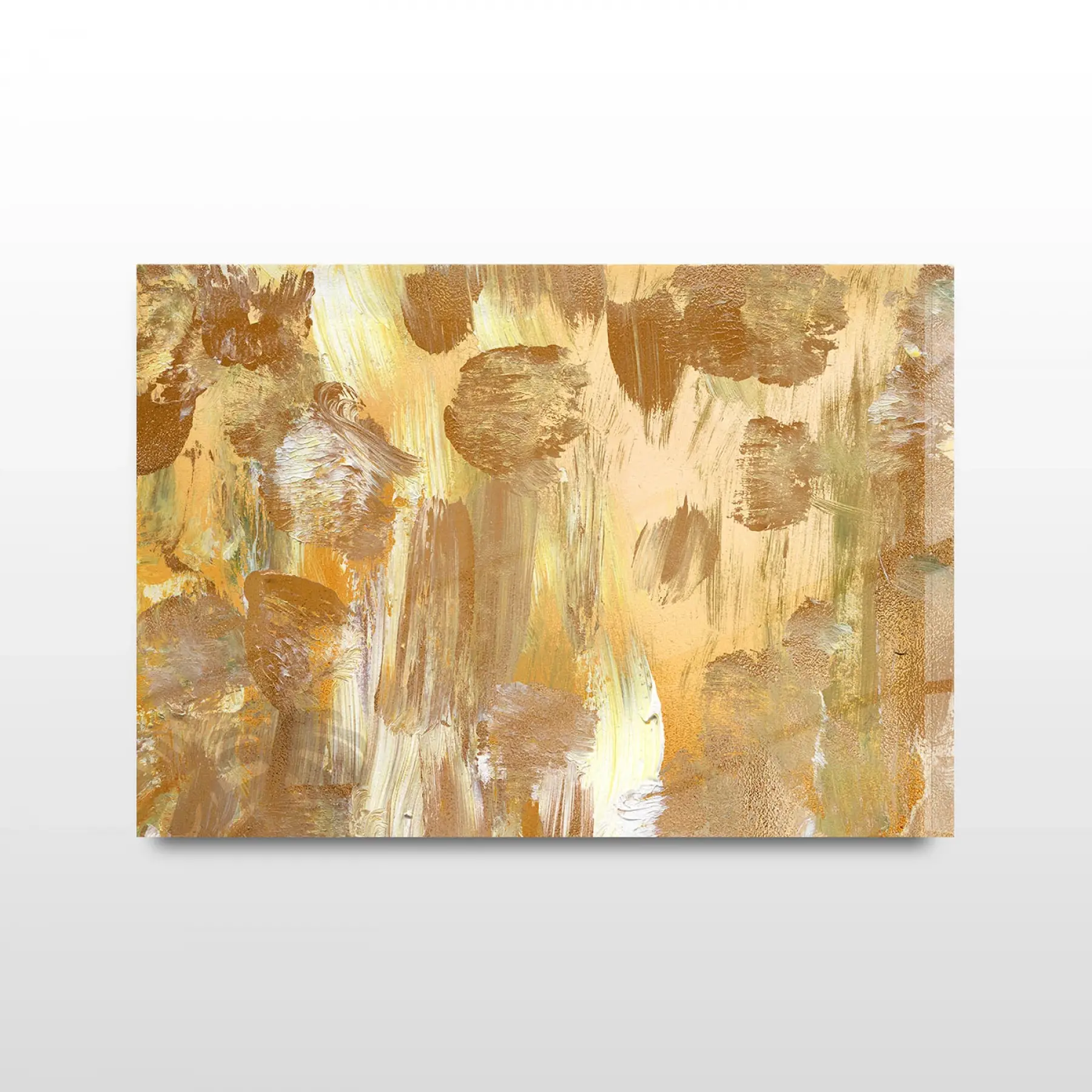 Sarı ve Kahve Tonlar Tekli Yatay Cam Tablo