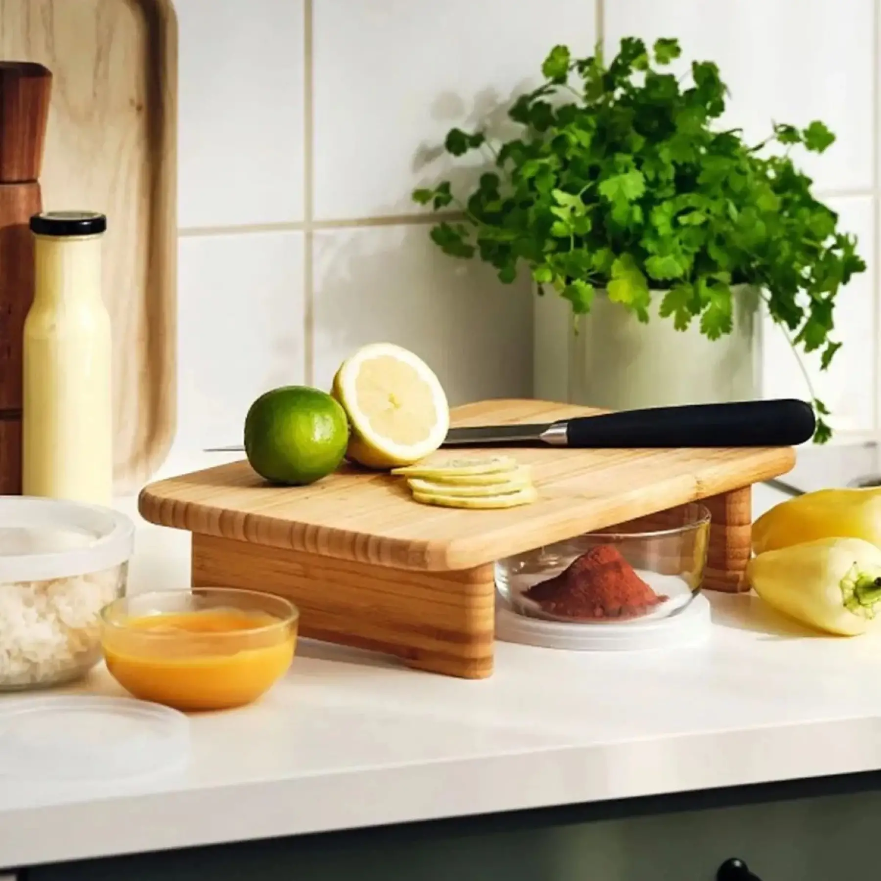 Soho Bambu Ayaklı Kesme Tahtası Ekmek Kesim Panosu Antibakteriyel Ayaklı Ekmek Tahtası