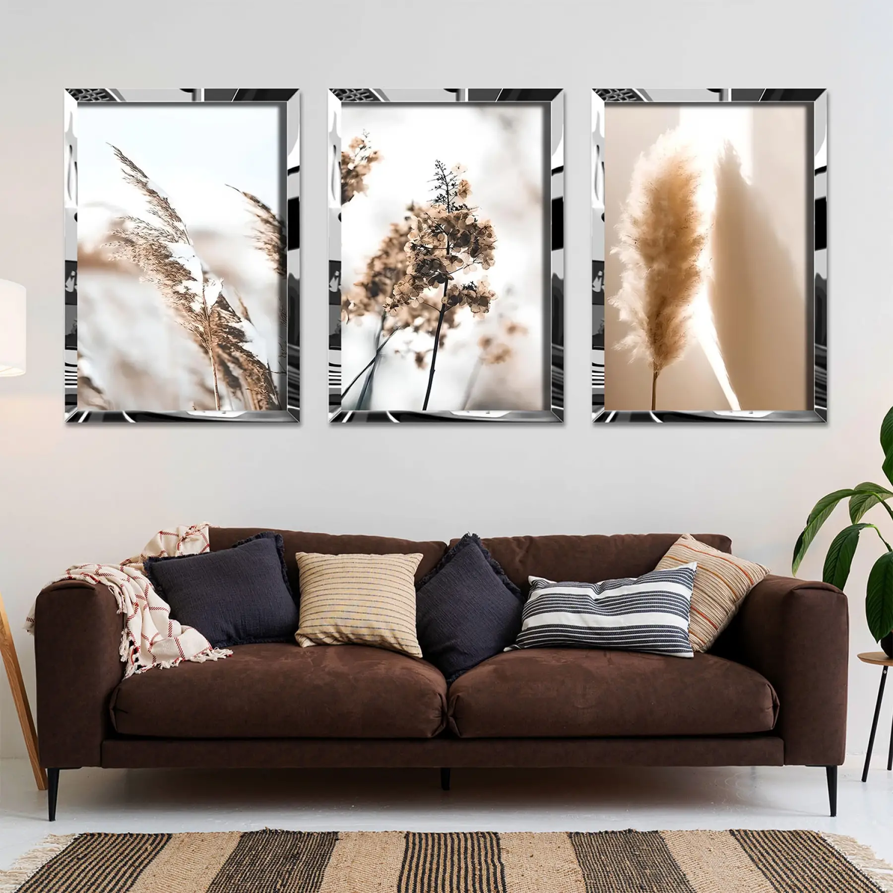 Soyut Çiçekler Temalı Pleksi Tablo Seti