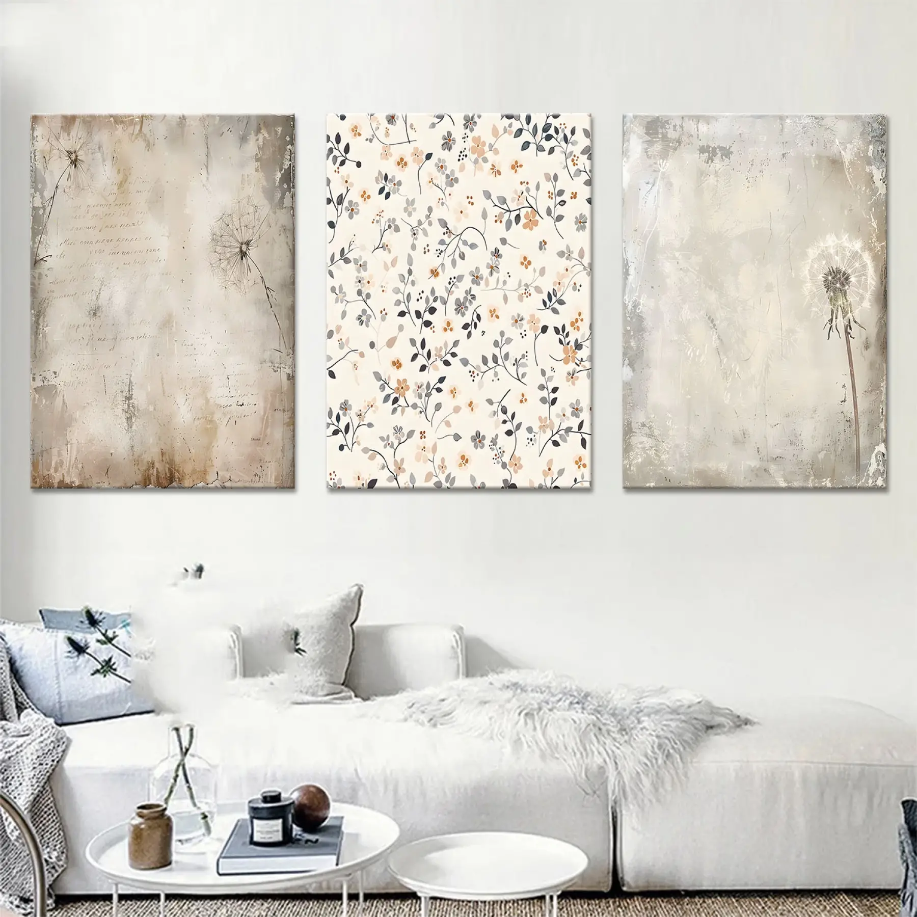 Soyut Renkler Temalı Üçlü Kanvas Tablo Seti