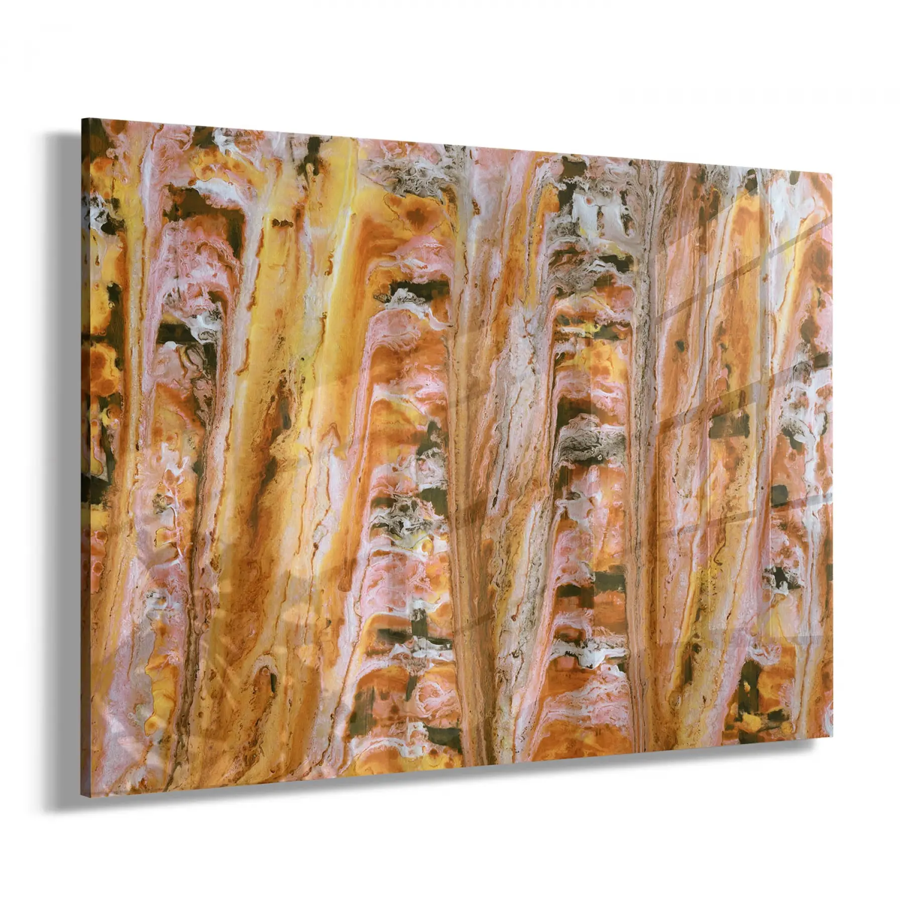 Turuncu Karışık Renkler Tekli Yatay Cam Tablo