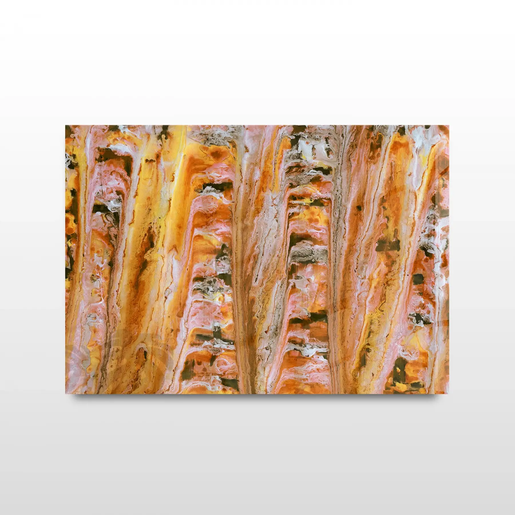 Turuncu Karışık Renkler Tekli Yatay Cam Tablo