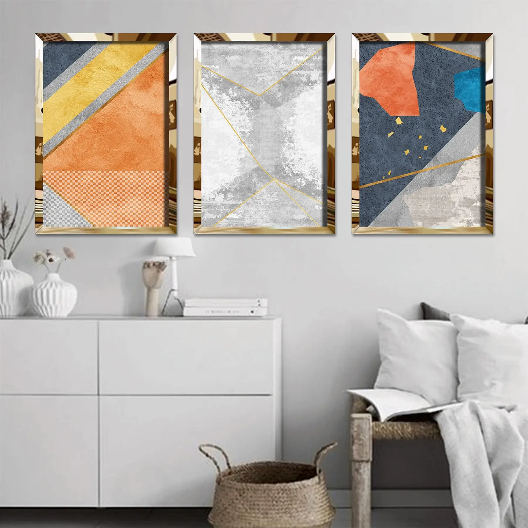 Turuncu ve Mavi Tonlar Pleksi Tablo Seti