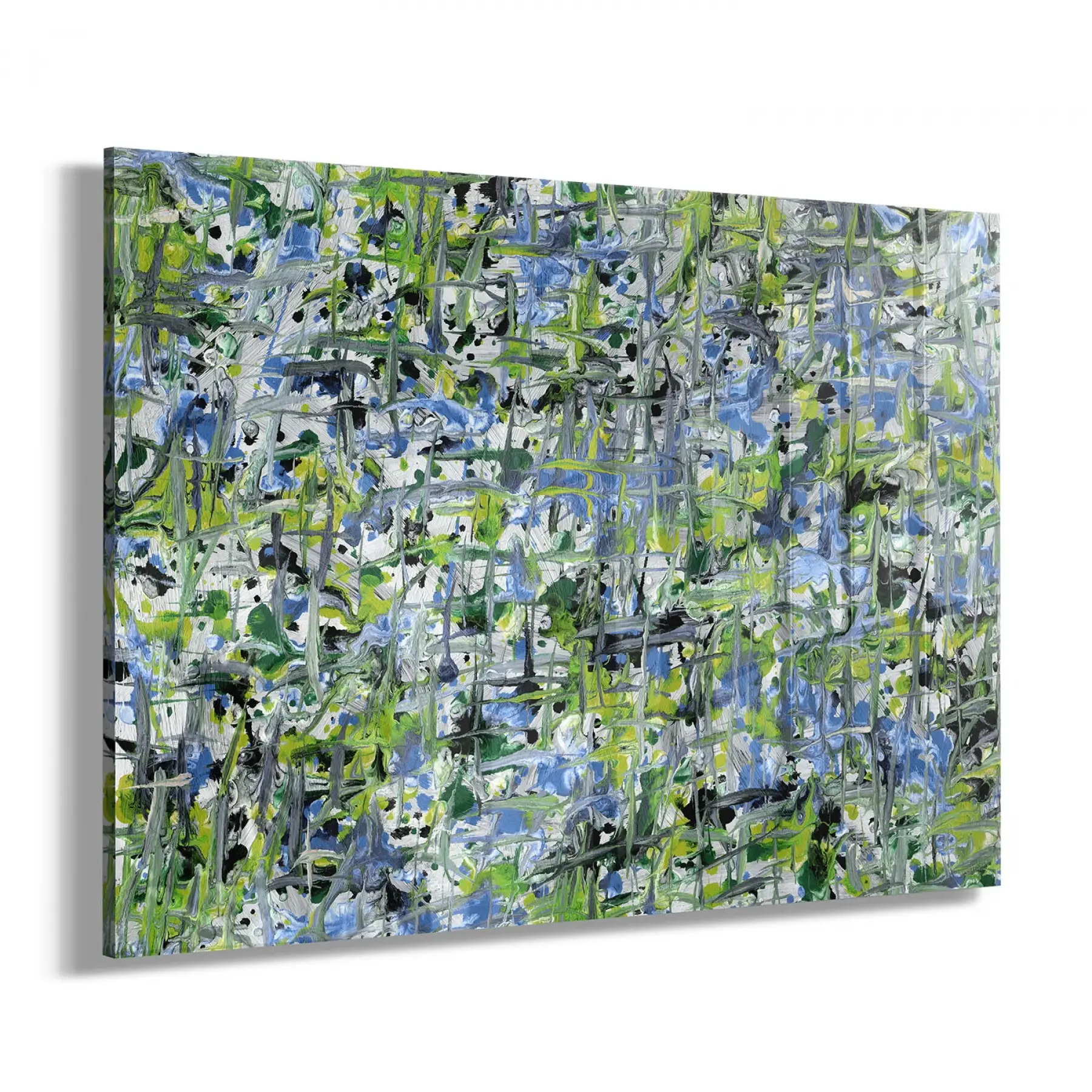 Yeşil Karışık Desenler Tekli Yatay Cam Tablo