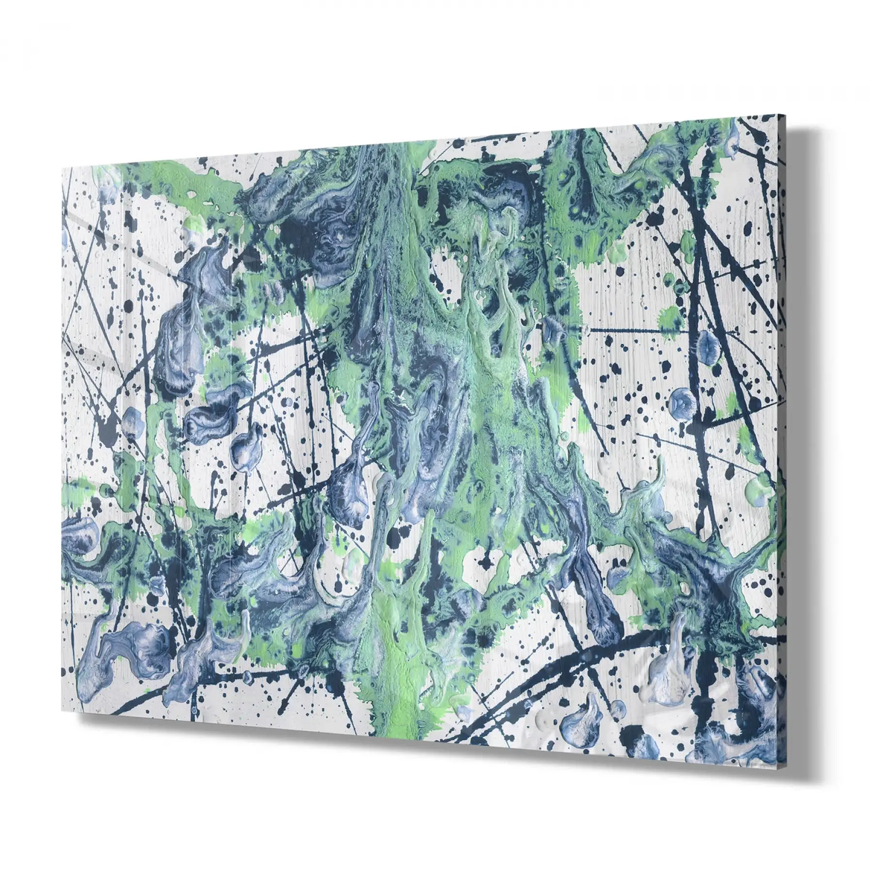 Yeşil Siyah Renk Geçişli Tekli Yatay Cam Tablo