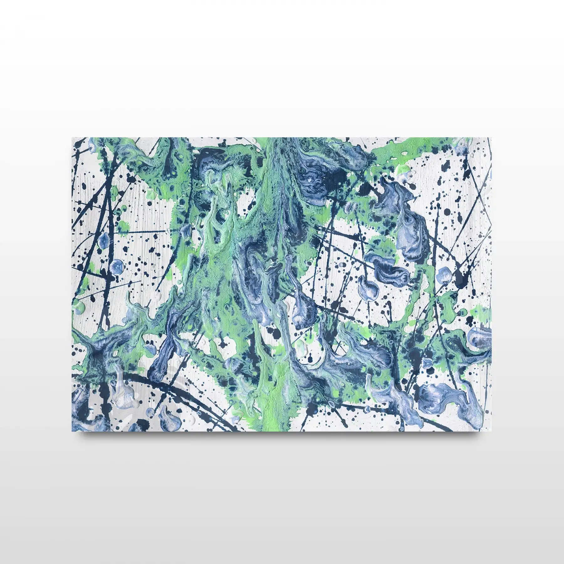 Yeşil Siyah Renk Geçişli Tekli Yatay Cam Tablo