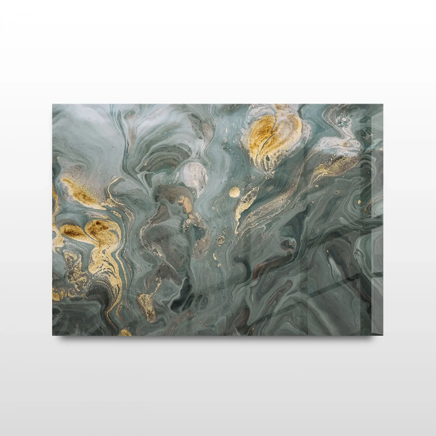 Yeşil Tonlar Tekli Yatay Cam Tablo