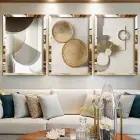 Golden Geometrik Soyut Aynalı Pleksi Çerçeveli Tablo