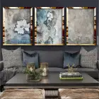 Yağlıboya Detaylı Çiçekler 3lü Gold Pleksi Tablo