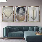 Modern Kompozisyon: Vinil Sanatı ve Gold Detaylar Üçlü Pleksi Tablo Seti