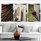 Dekoratif 3lü Kombin Aynalı Gümüş Pleksi Çerçeveli Tablo