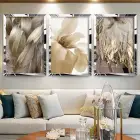 Gümüş Ayna Çerçeveli Altın Detaylı 3lü Tablo Seti