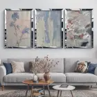 Yağlıboya Görünümlü Soyut Gümüş Pleksi 3lü Çerçeveli Tablo