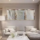 Modern Duvar Sanatı Gold Pleksi 3lü Çerçeveli Tablo Seti