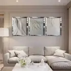 Modern Duvar Sanatı Gümüş Pleksi 3lü Çerçeveli Tablo Seti