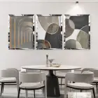 Soyut Geometrik Desenli Gold Pleksili Çerçeveli Tablo Seti