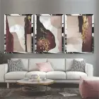 Modern Minimalist Soyut Renkler Gümüş Pleksili Çerçeveli Tablo Seti