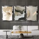 Modern Kombin 3lü Gümüş Pleksili Çerçeveli Tablo Seti