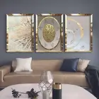 Soyut Altın Detaylar Gold Pleksi 3lü Çerçeveli Tablo