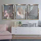 Dekoratif Çiçekler Gold Pleksi 3lü Tablo