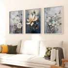 Sakin Mavi: Üçlü Metal Çerçeveli Tablo Takımı