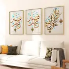Altın Sözler: Arapça Hat Sanatı Üçlü Metal Çerçeveli Tablo Seti