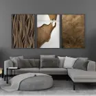 Dinamik Akış: Soyut Dalgalı Çizgiler Üçlü Metal Çerçeveli Tablo Seti