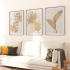 Yaprakların Dansı: Üçlü Metal Çerçeveli Tablo Takımı