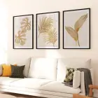 Yaprakların Dansı: Üçlü Metal Çerçeveli Tablo Takımı