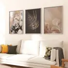 Doğanın İzleri: Soyut Çiçek ve Yaprak Sanatı Çerçeveli Tablo Seti